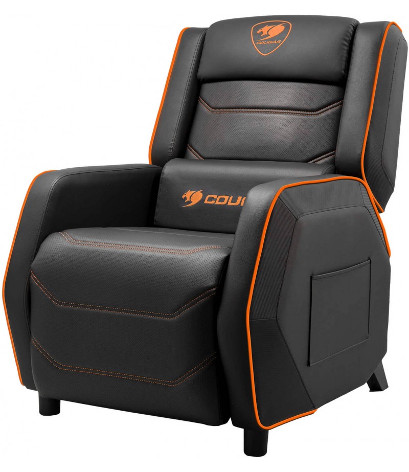 Cougar Ranger S Gaming Sofa, Side Storage Pocket, Breathable PVC Leather, Headrest Lumbar Pillow, Adjustable Design, Up to 160Kg Weight Capcity, Black/Orange | 3MRGSORB.0001