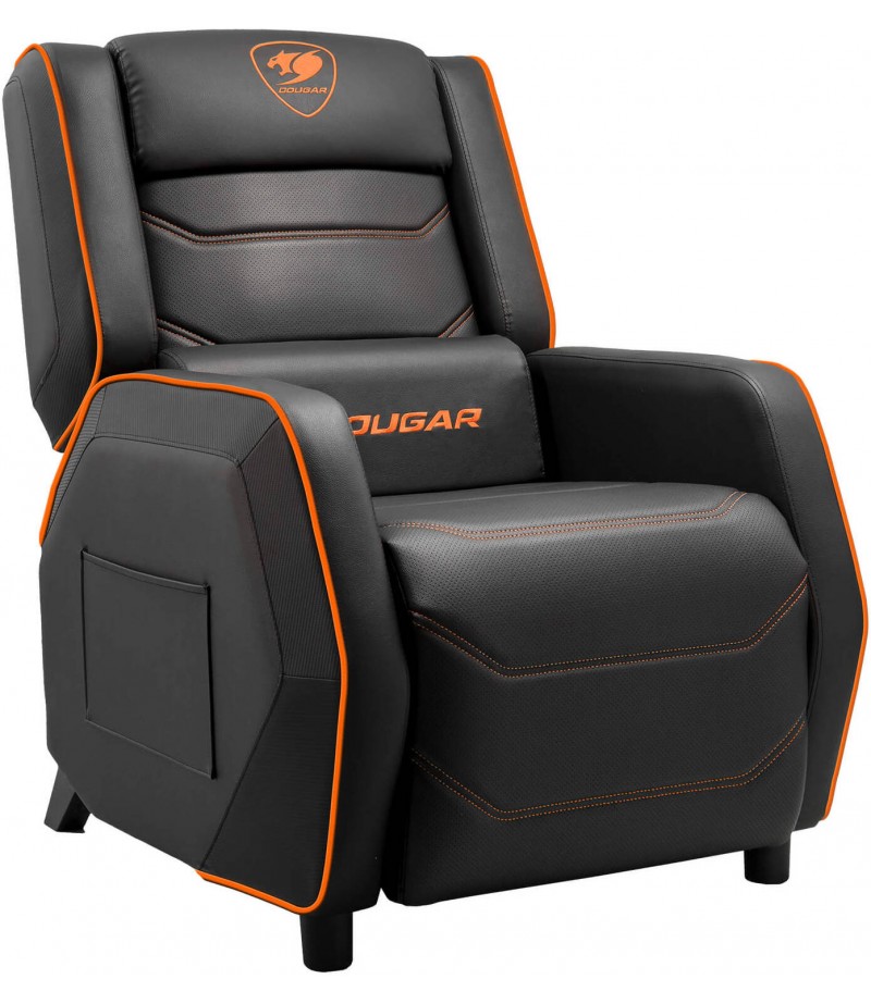 Cougar Ranger S Gaming Sofa, Side Storage Pocket, Breathable PVC Leather, Headrest Lumbar Pillow, Adjustable Design, Up to 160Kg Weight Capcity, Black/Orange | 3MRGSORB.0001