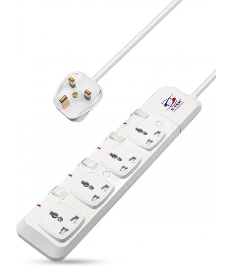 S-TEK Extension Cord [10 ft/3 mtr] Power Strip Surge Protector(4WAY)