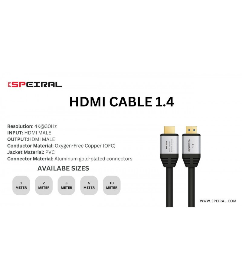 Speiral HDMI CABLE 1.4V 1 MTR 4K 30 Hz SPHC141