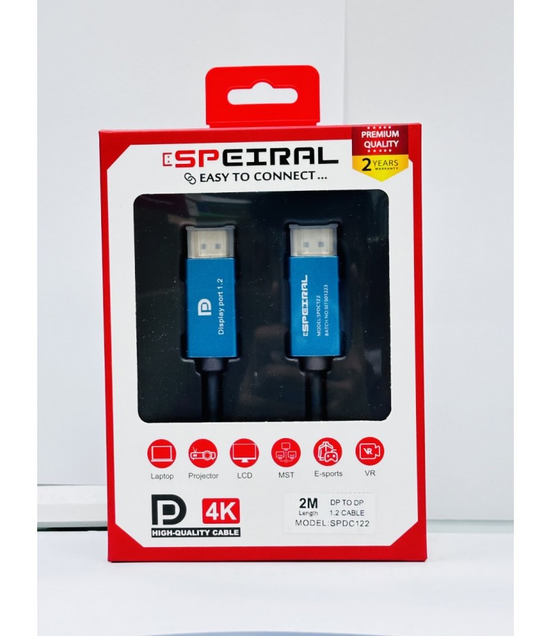 SPEIRAL DISPLAYPORT CABLE 2METER 1.2 4K 60 HZ SPDC122