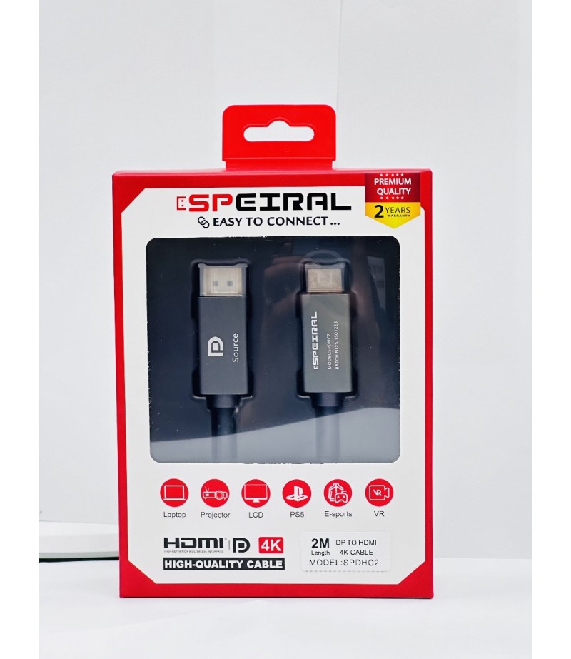 Speiral DP TO HDMI 4K CABLE 2 MTR SPDHC2