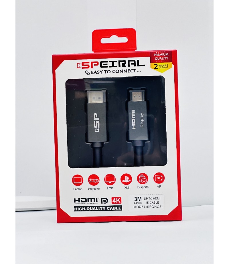 Speiral DP TO HDMI 4K CABLE 3 METER SPDHC3