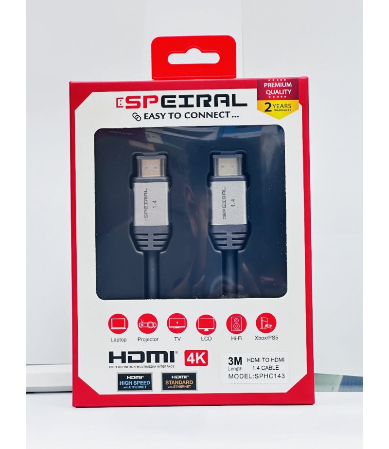 Speiral HDMI CABLE 1.4V 3 MTR 4K 30 Hz SPHC143