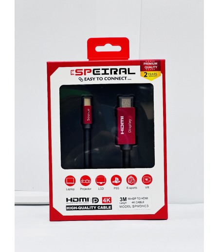 SPEIRAL MINI DP TO HDMI CABLE 4K 60 Hz  SPMDHC3