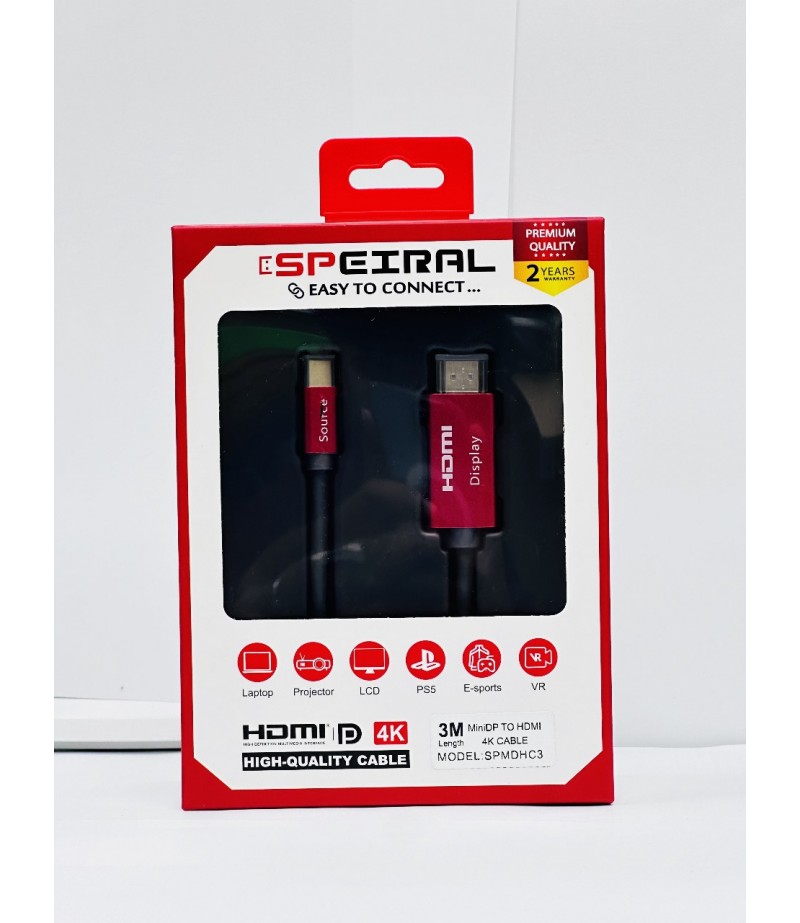 SPEIRAL MINI DP TO HDMI CABLE 4K 60 Hz  SPMDHC3