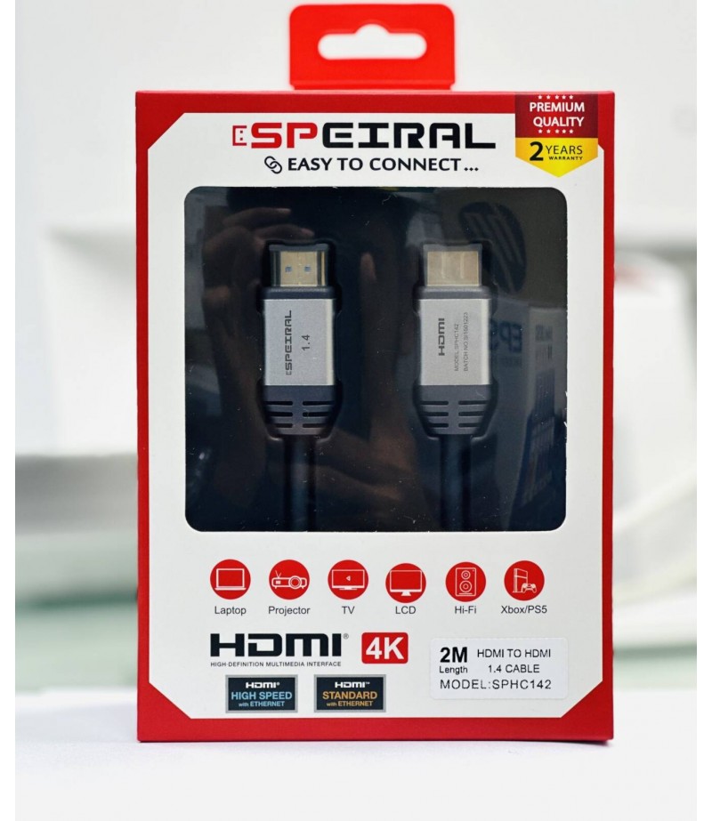 Speiral HDMI CABLE 1.4V 2 MTR 4K 30 Hz SPHC142