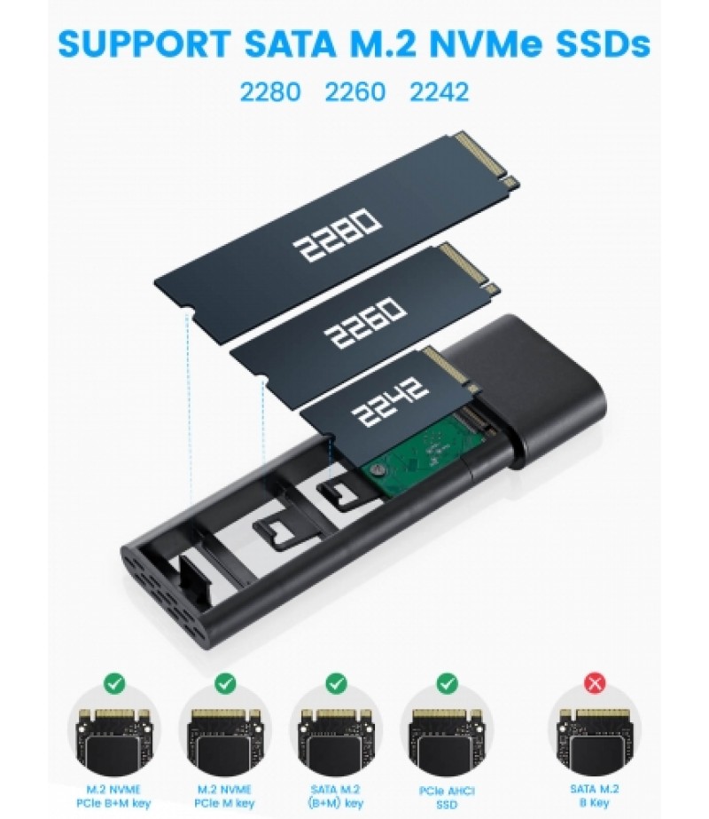 Haysenser M.2 Nvme & M.2 NGFF, M.2 SSD to USB3.1 Enclosure