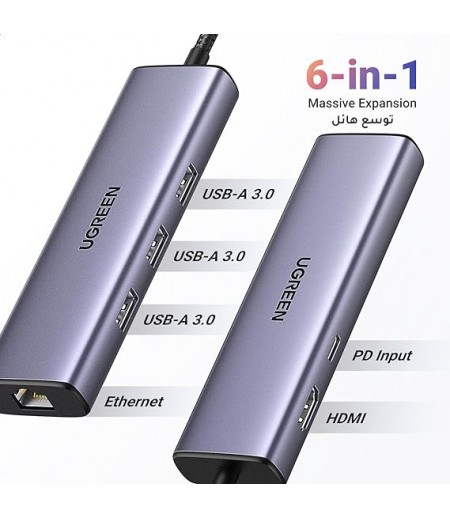 UGREEN USB-C 6-In-1 Multifunction Adapter - 15cm (CM512/15598)